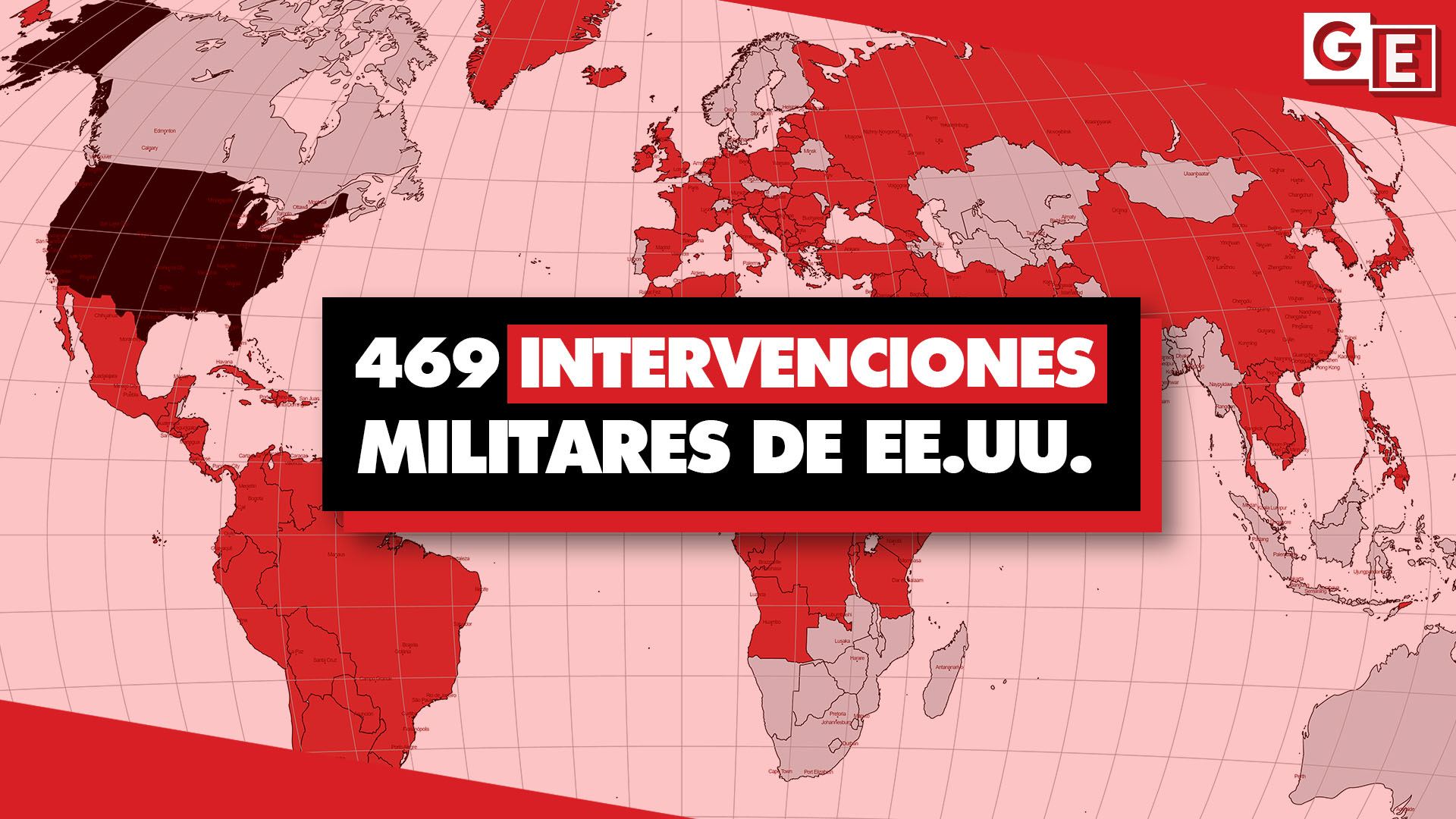 mapa paises intervenciones militares de eeuu estados unidos